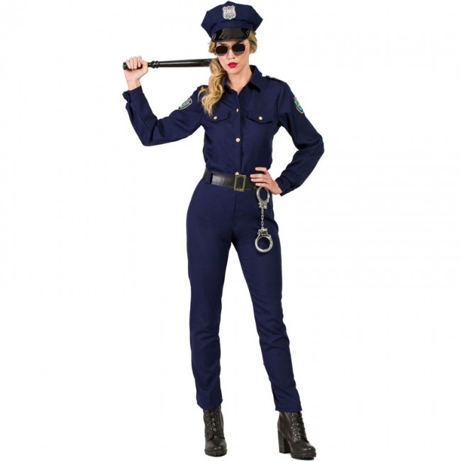 Agent De Police Féminin En Uniforme Vert Debout Avec émetteur