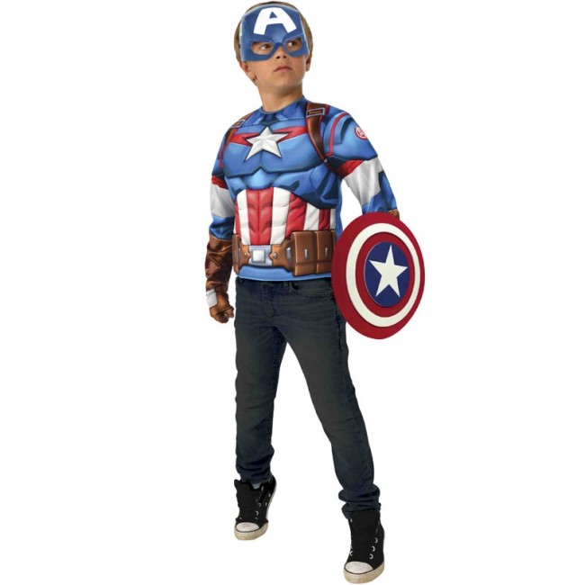 Déguisement Classique Captain América Taille 7-8 ans - Déguisements pour  Enfant - Se déguiser et se maquiller - Fêtes et anniversaires