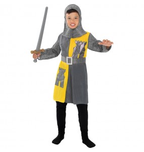Costume Chevalier médiéval gris et jaune garçon