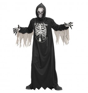 Déguisement de la Faucheuse de la mort, squelette, enfant (costume avec  capuche et masque) chez DeguizFetes.