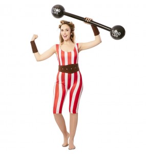 Costume Strongwoman à rayures Circo femme