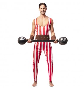 Costume pour homme Strongman de cirque à rayures