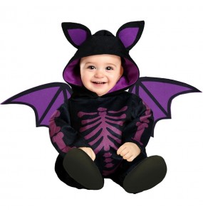 Costume Chauve-souris squelette violette bébé