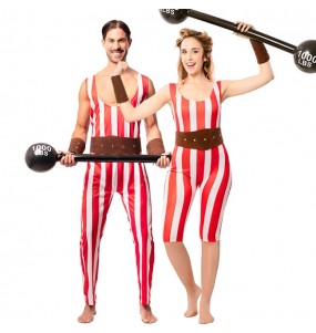 Costumes Hommes forts de cirque rayés pour se déguiser à duo
