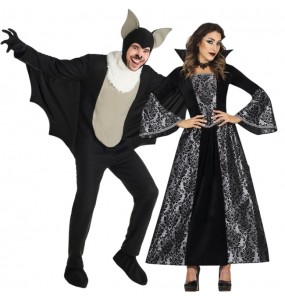 Costumes Chauve-souris et vampiresse d'argent pour se déguiser à duo