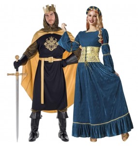 Costumes Roi et jeune fille médiévaux pour se déguiser à duo