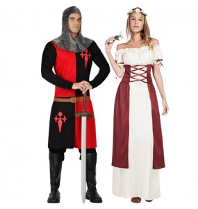 Costumes Soldat médiéval et dame pour se déguiser à duo