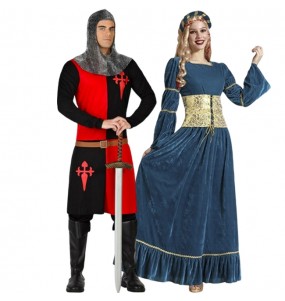 Costumes Soldat médiéval et jeune fille pour se déguiser à duo